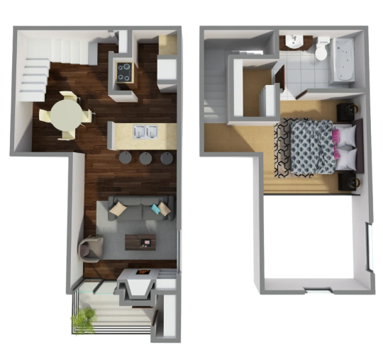 a floor plan of a two bedroom apartment at The Cross Creek Apartments